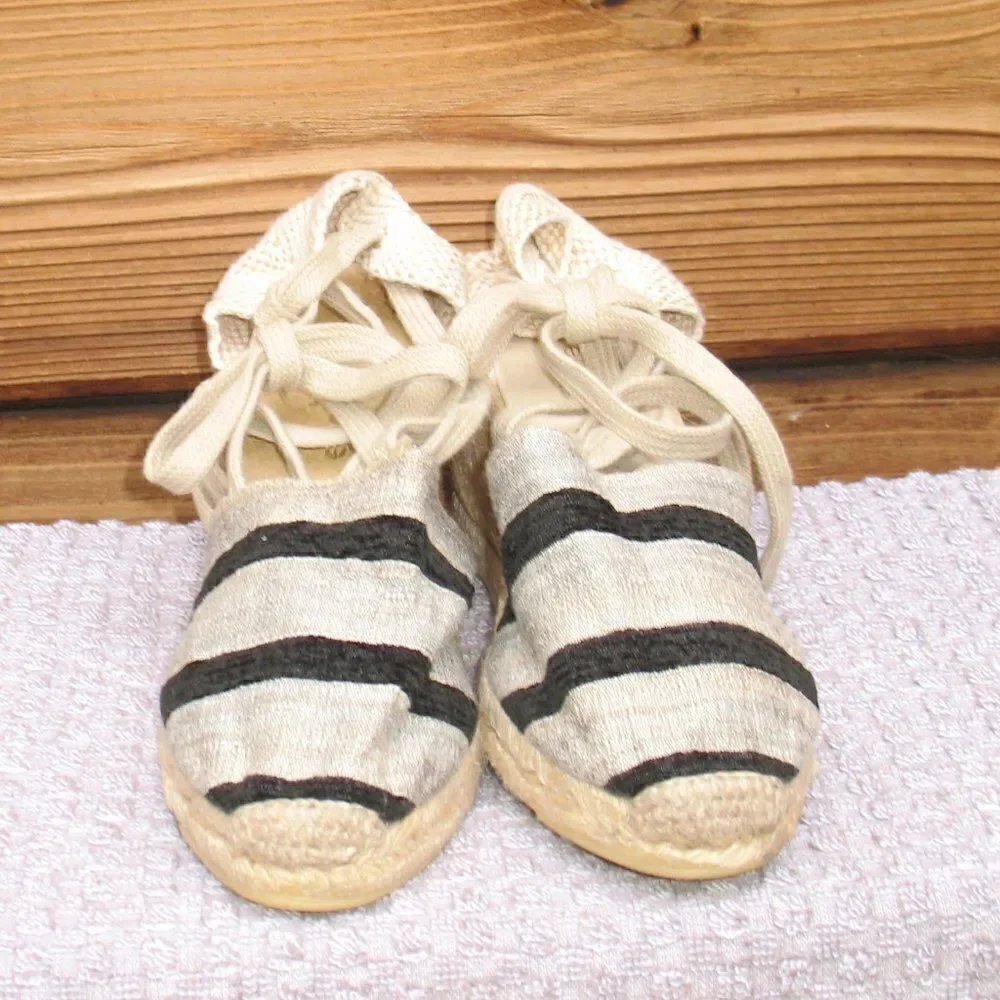 Vintage 90's Wedge Ankle Wrap Espadrille Wedges